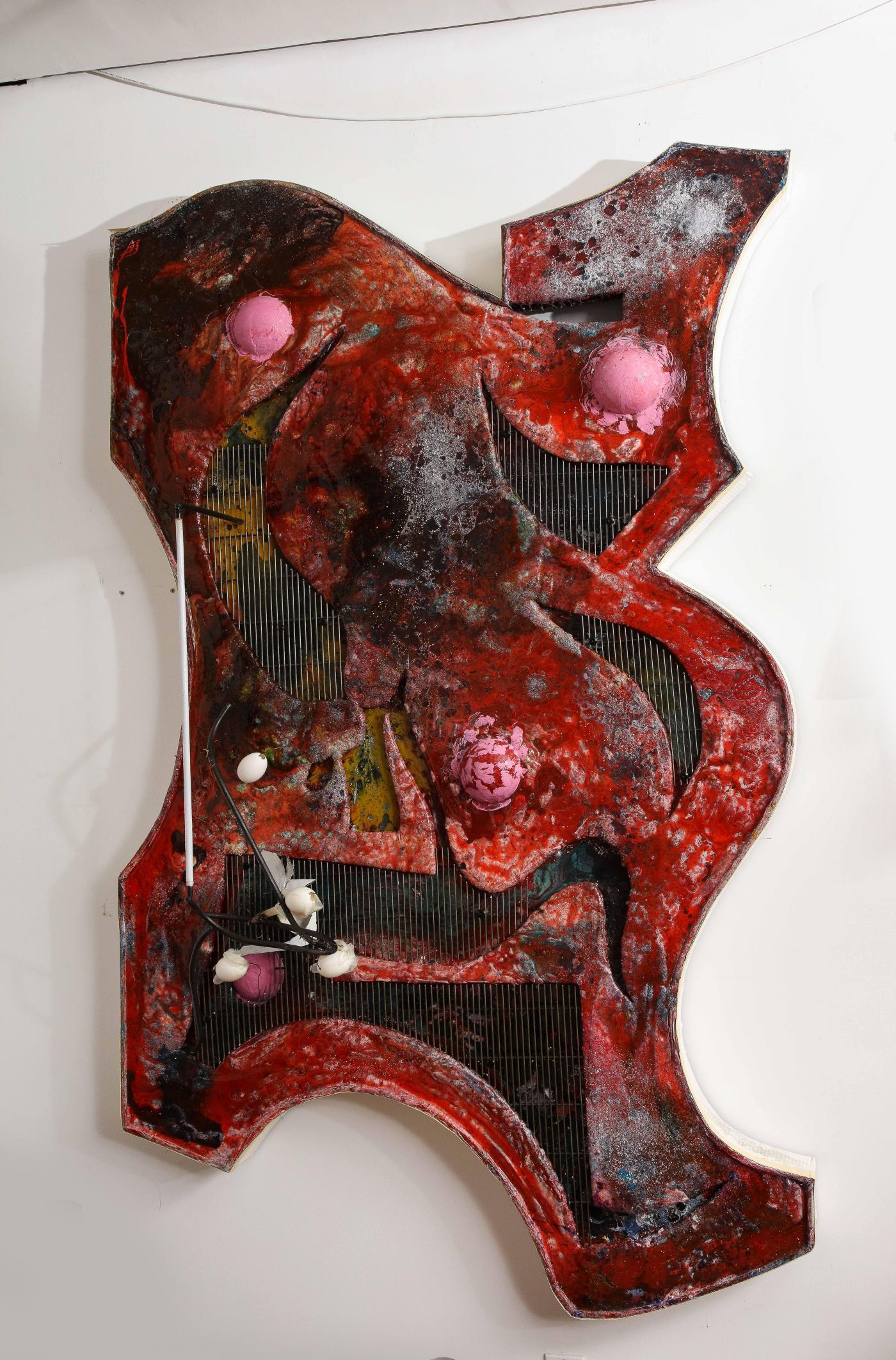 Modern Hero Gallow II Wall Sculpture/Painting in Wood and Plaster by David Douard, 2014 For Sale
