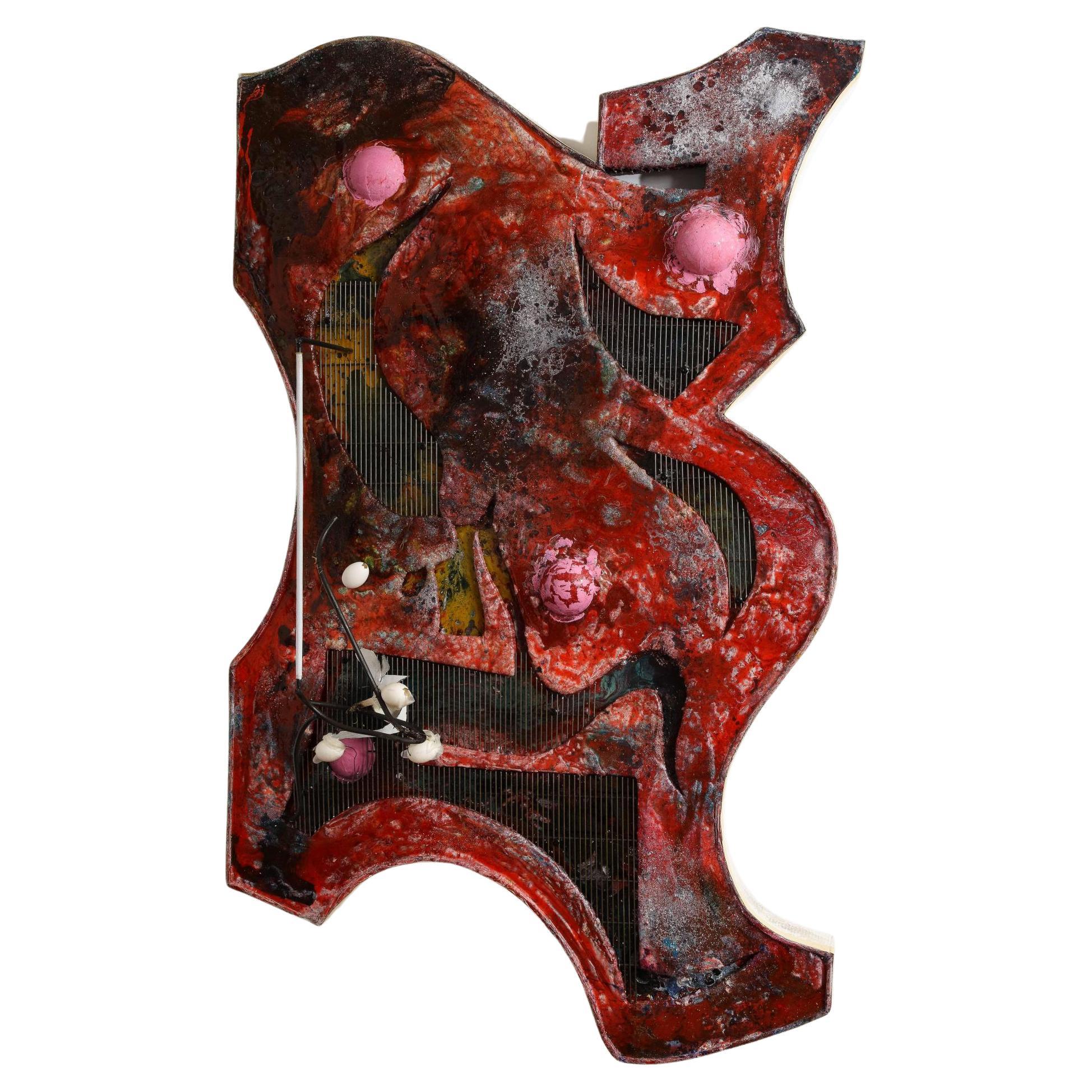 Hero Gallow II Wall Sculpture/Painting in Wood and Plaster by David Douard, 2014 For Sale