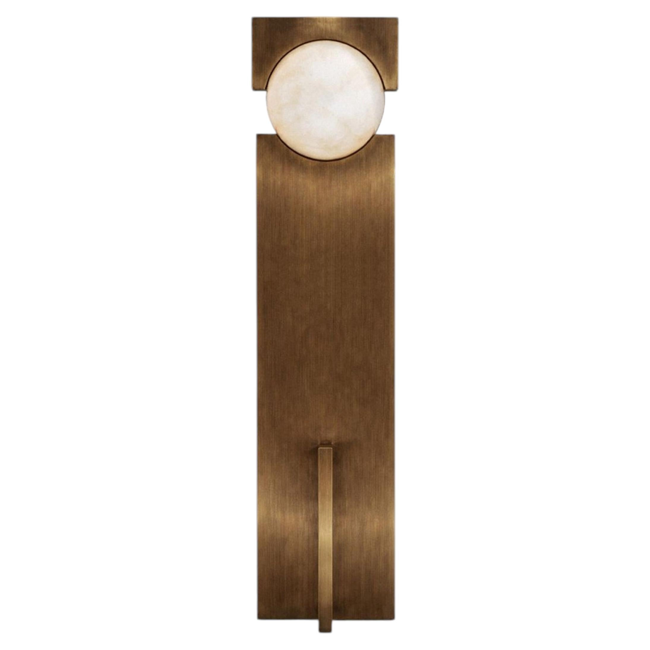 Hero Lamp by Panorammma, Brass-Plated Stainless Steel, Stone Sphere, Sculptural