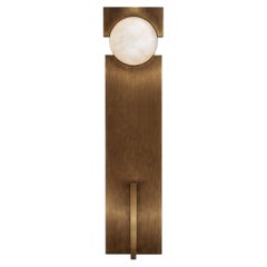 Lampe Hero Acier inoxydable, finition plaquée laiton, Ball and Ball en pierre, Lampe sculpturale