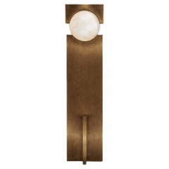 Hero Lamp Stainless Steel, Brass Plated Finish, Stone Ball,  Sculptural Lamp