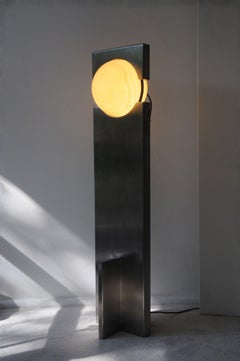 Hero Lamp Stainless Steel Sculptural Lamp, Stone Sphere