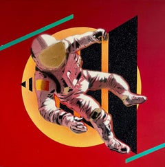 Winter Triangle - Contemporary Futuristic Space Painting (Red+Black+Yellow)