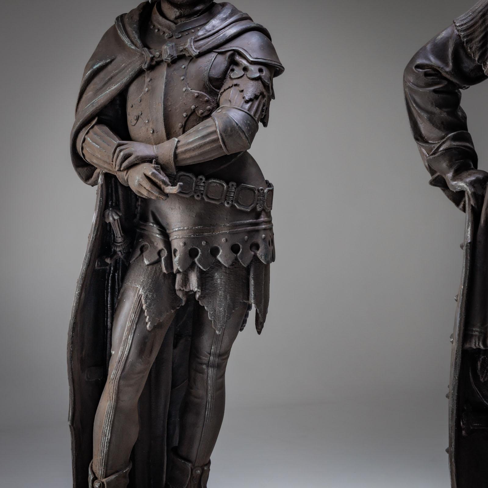 Heroes of the Song of the Nibelungs, Cast Iron Statues, probably German For Sale 8