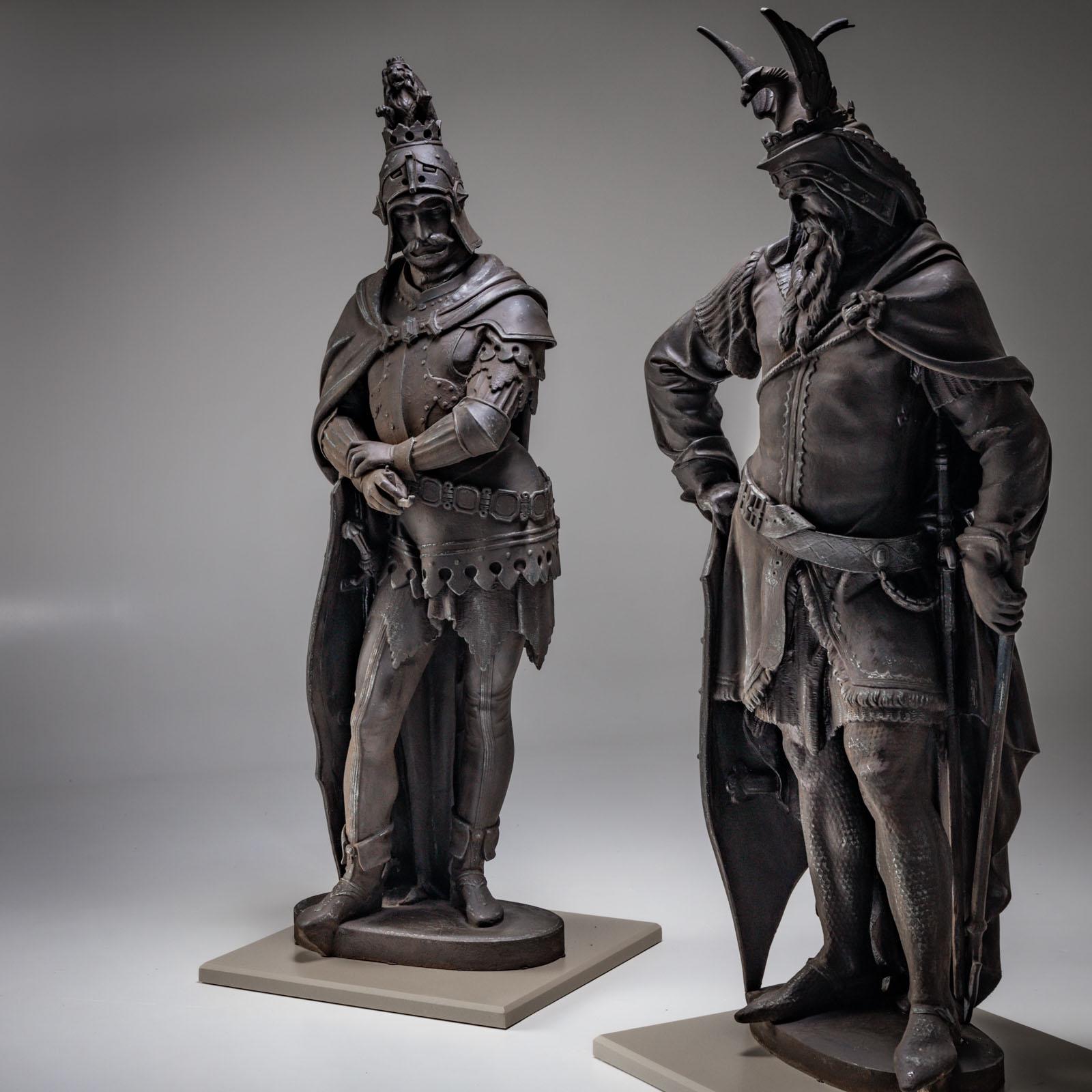 Heroes of the Song of the Nibelungs, Cast Iron Statues, probably German For Sale 9