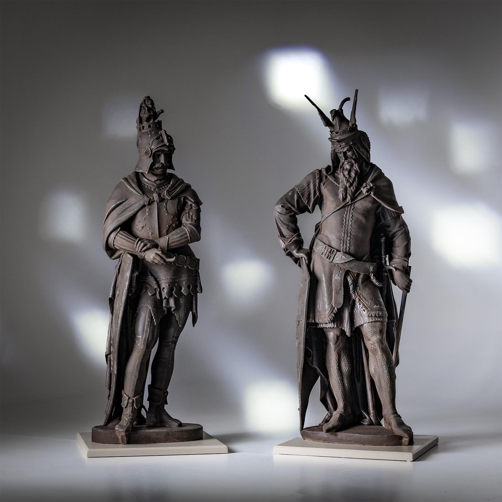 19th Century Heroes of the Song of the Nibelungs, Cast Iron Statues, probably German For Sale