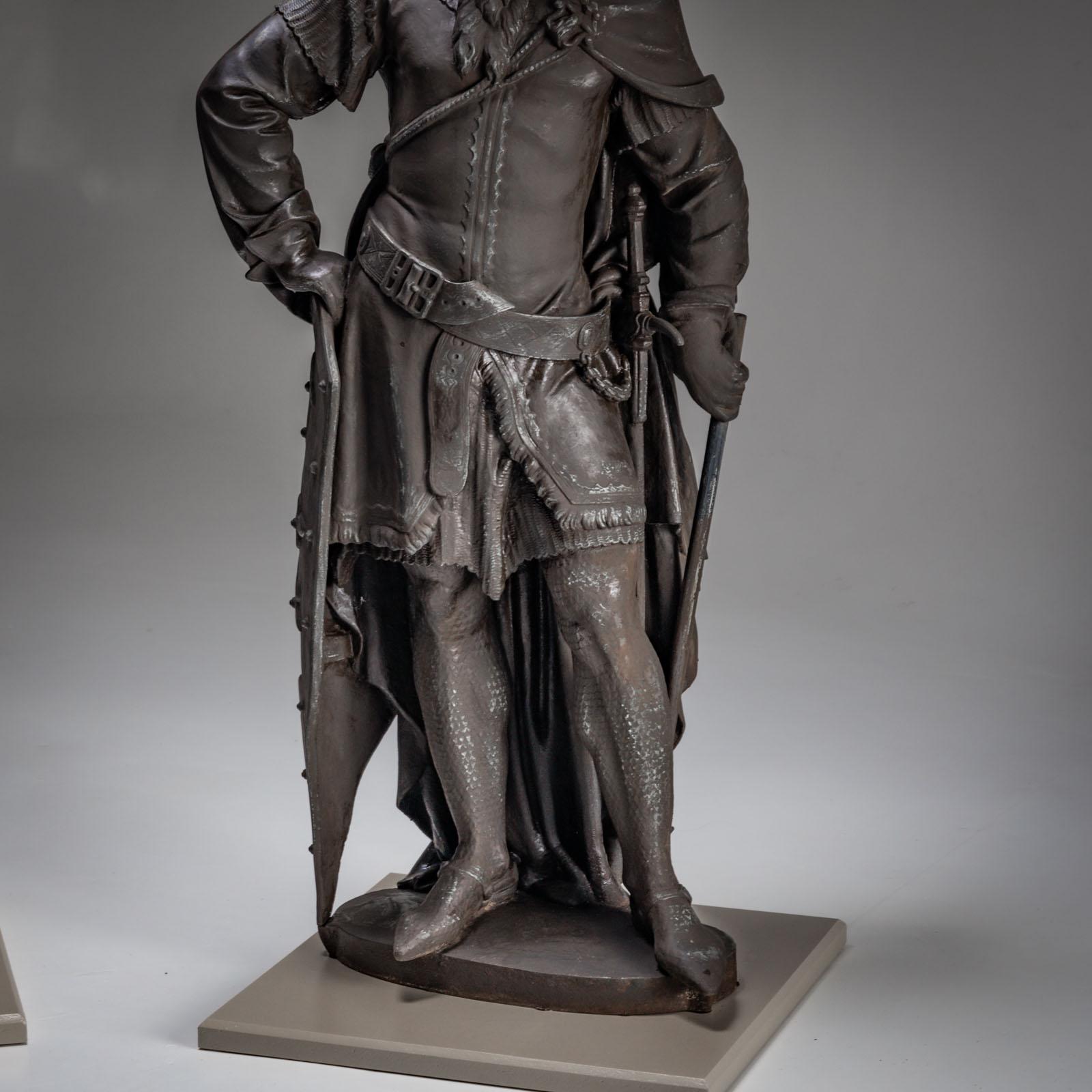 Heroes of the Song of the Nibelungs, Cast Iron Statues, probably German For Sale 4