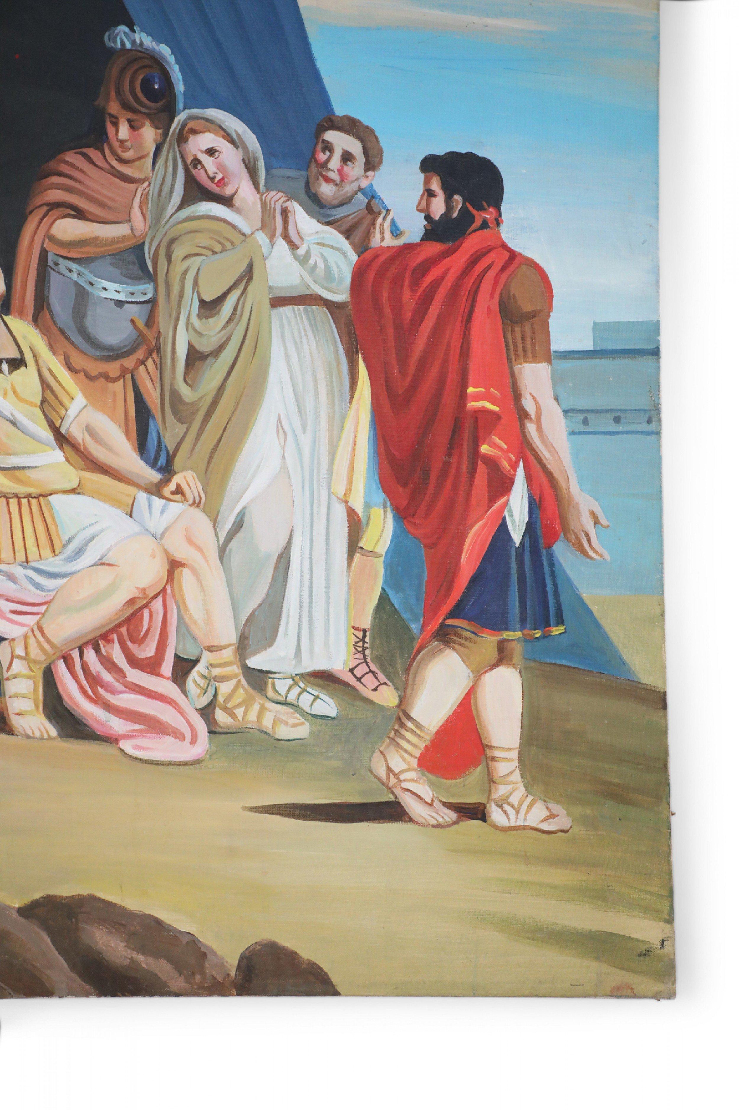 Heroic Gladiator und Blaues Zelt Ölgemälde auf Leinwand (Geölt) im Angebot