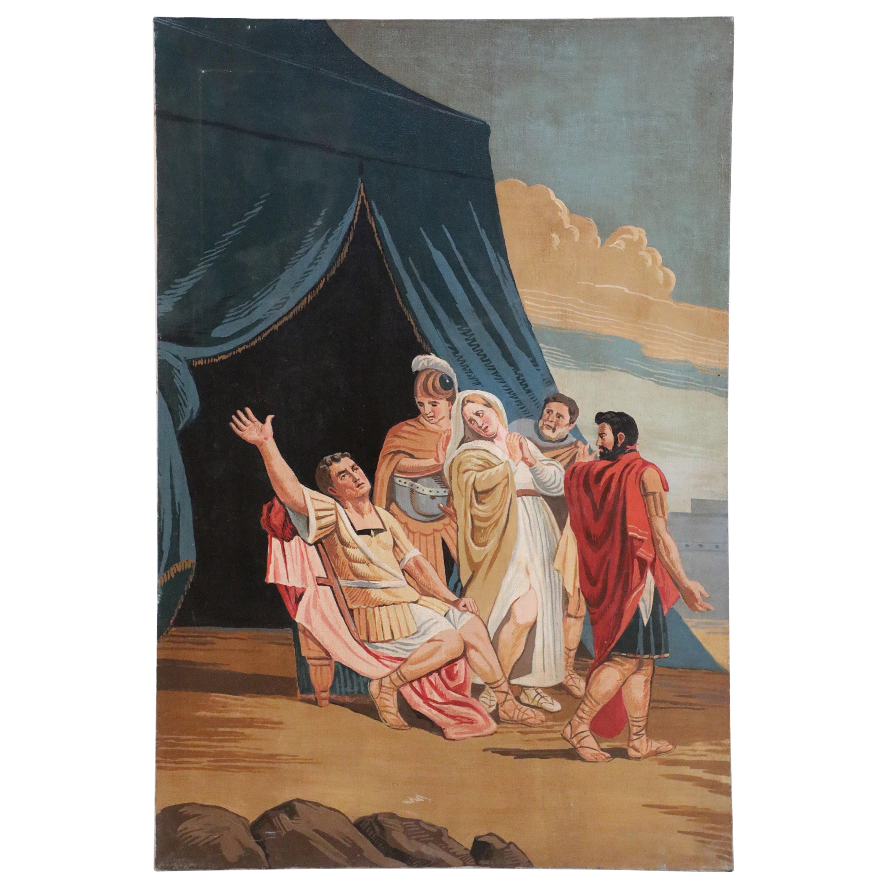 Gladiateur héroïque et tente bleue Peinture à l'huile sur toile