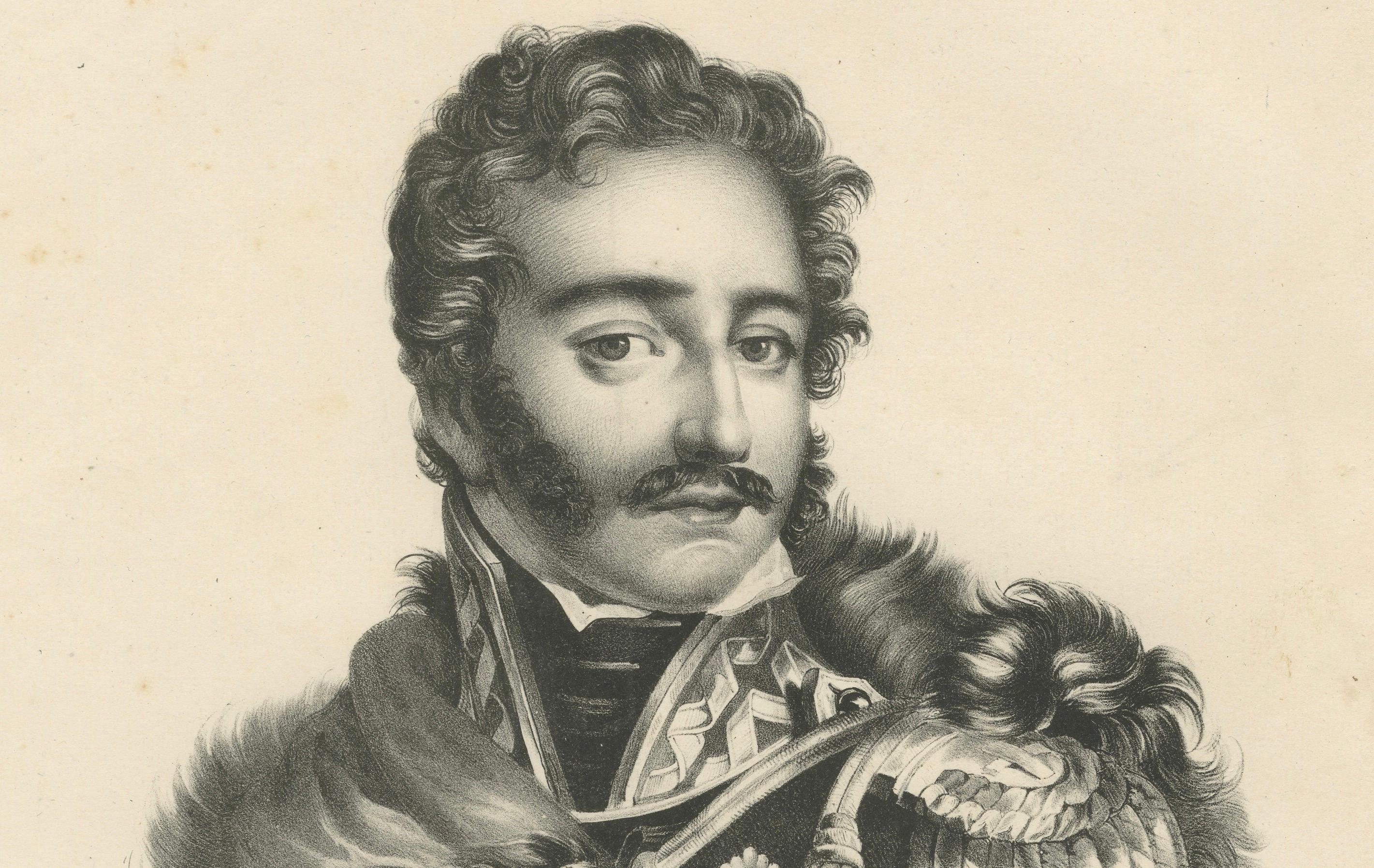 Retrato heroico del general polaco J. Poniatowski - Litografía de 1836 en Bueno estado para la venta en Langweer, NL