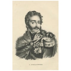 Retrato heroico del general polaco J. Poniatowski - Litografía de 1836