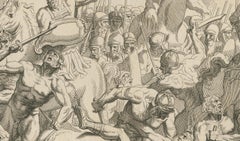 Heroic Roman Battle Scene, French Neoclassical Engraving, Napoleonic Era, 1804