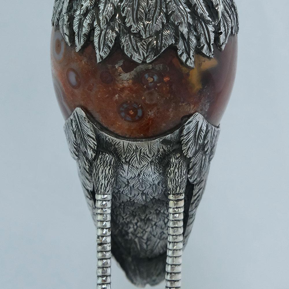 Heron von Alcino, Silberschmiede, handgefertigt aus Sterlingsilber mit orangefarbenem Achat (21. Jahrhundert und zeitgenössisch) im Angebot