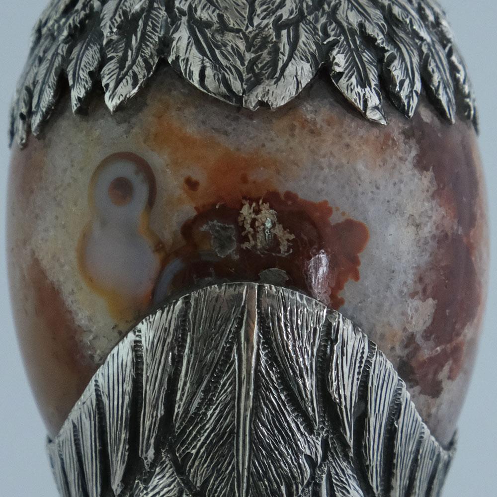 Heron by Alcino Silversmith Handcrafted in Sterling Silver with Orange Agate For Sale 1