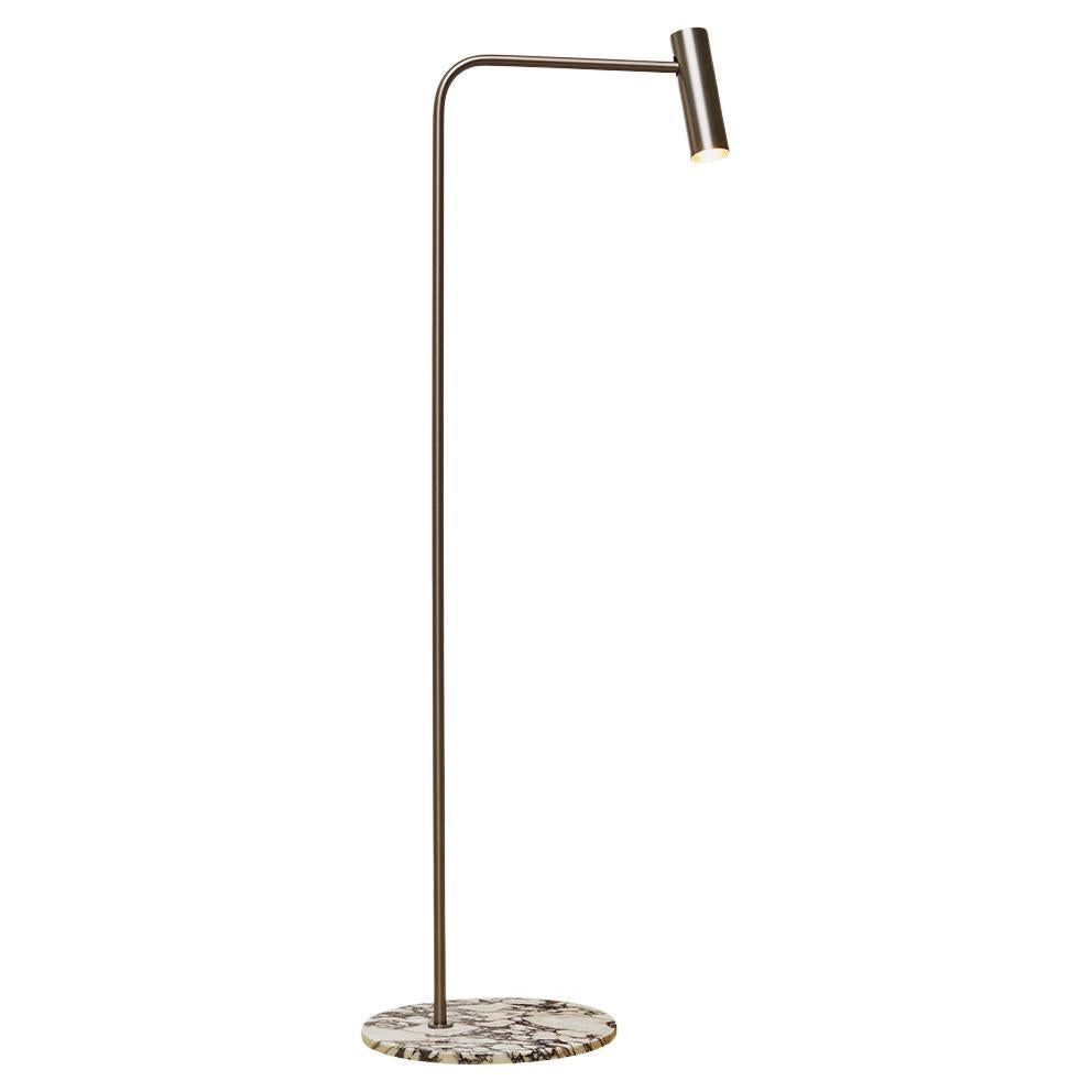 Heron Floor Lamp by CTO Lighting in Bronze with Calacatta Viola Marble Base