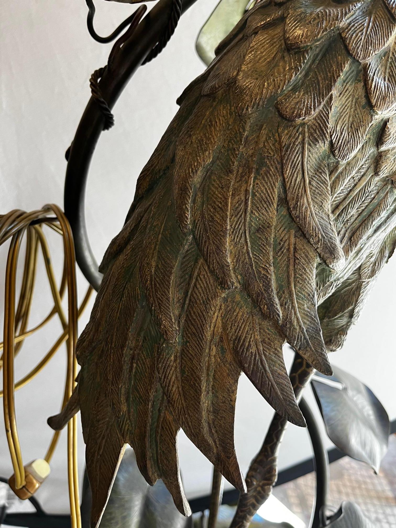 Heron Floor Lamp in Bronze, Art Nouveau, Japanese Style 5