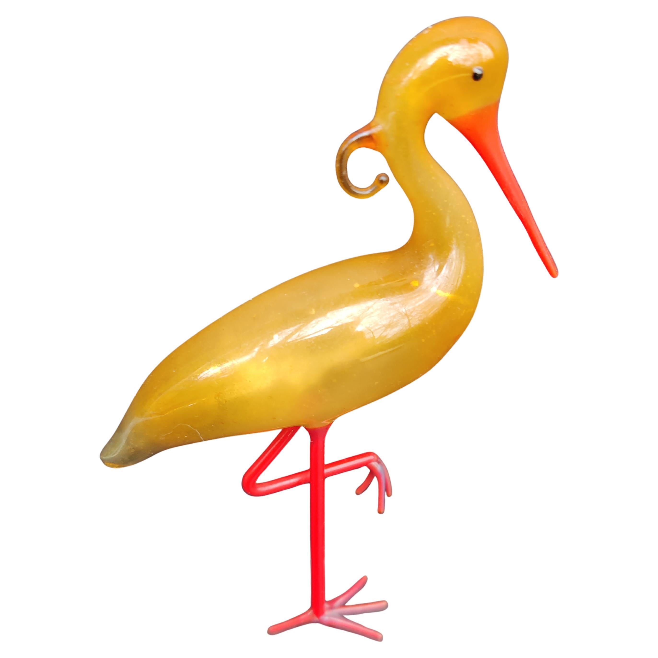 Crane German Blown-Glass Ornament