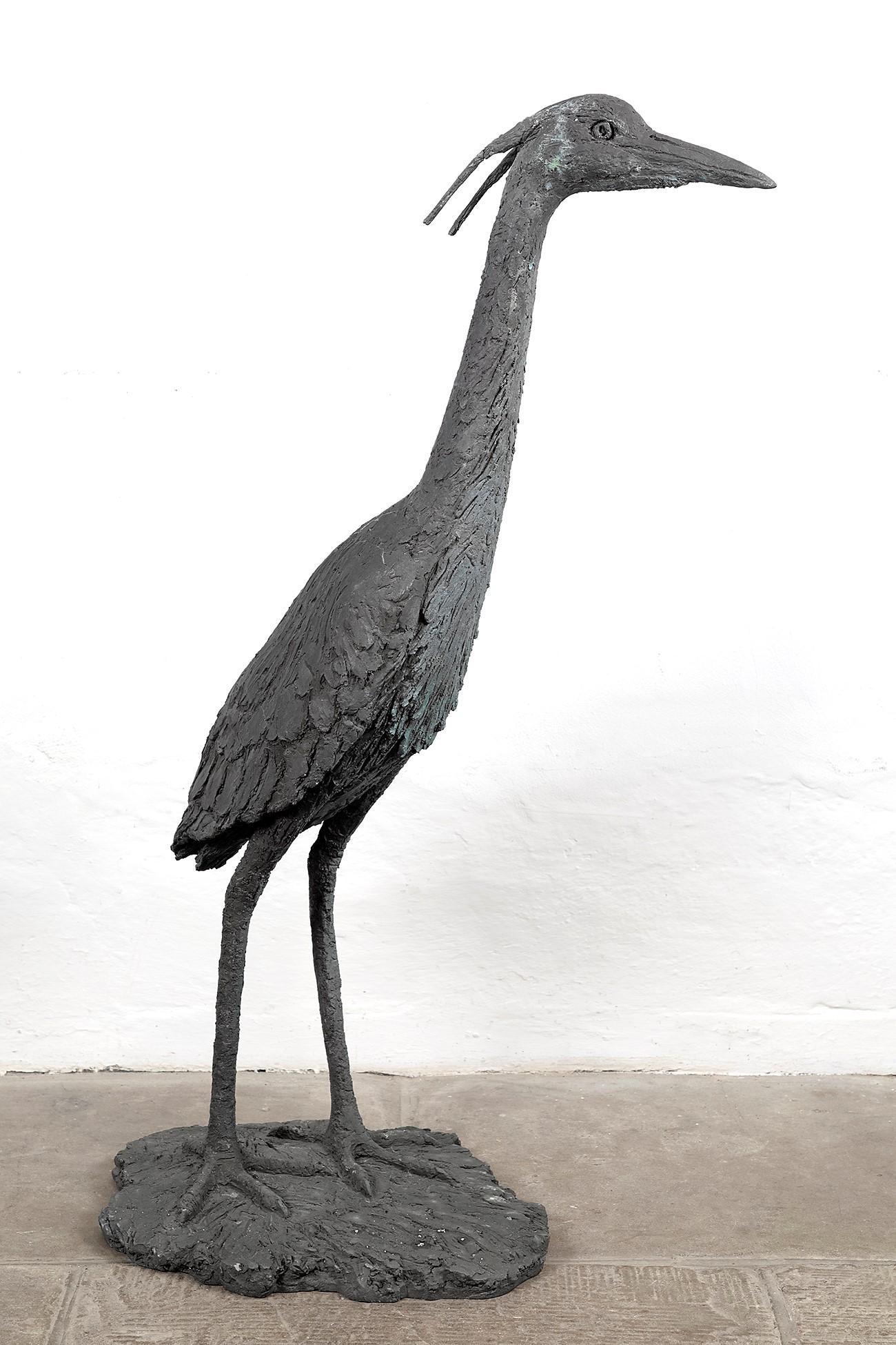 The graceful ‘Heron II’ by internationally renowned sculptor Marion Smith. Lifesized and made of bronze resin with signature and initials of Marion Smith to the base. Marion’s works are rarely available to the public with most being held in private