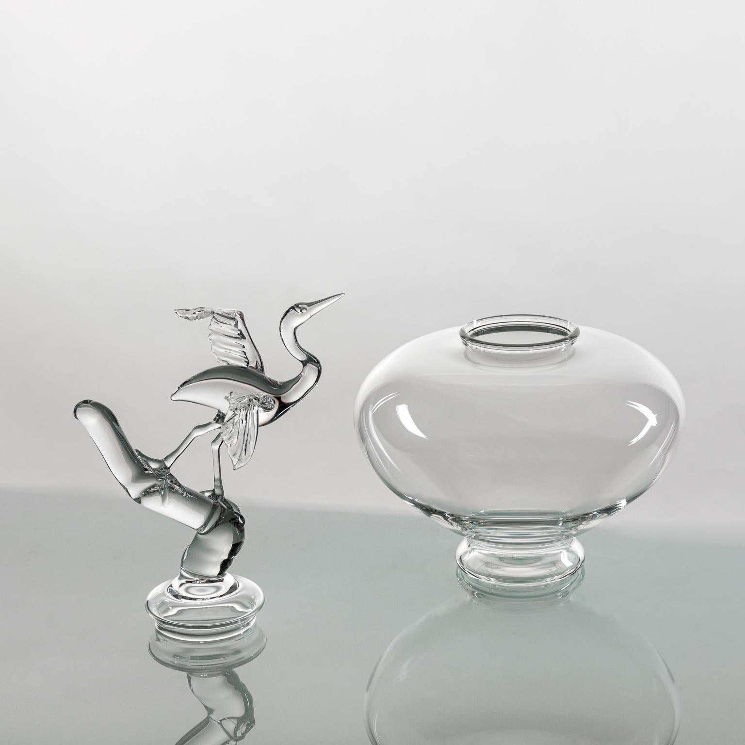 'Heron Jar' Hand Blown Glass Jar by Simone Crestani In New Condition In Camisano Vicentino, IT