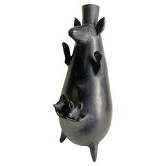 Heron Martinez Mendoza Barro Negro Kangaroo Handled Vessel Bank -- 22.5" High Heron Martinez Mendoza Barro Negro Kangaroo Handled Vessel Bank -- 22.5" High