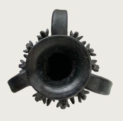 Herón Martínez Mendoza Barro Negro Dreihenkelgefäß mit applizierten Vögeln