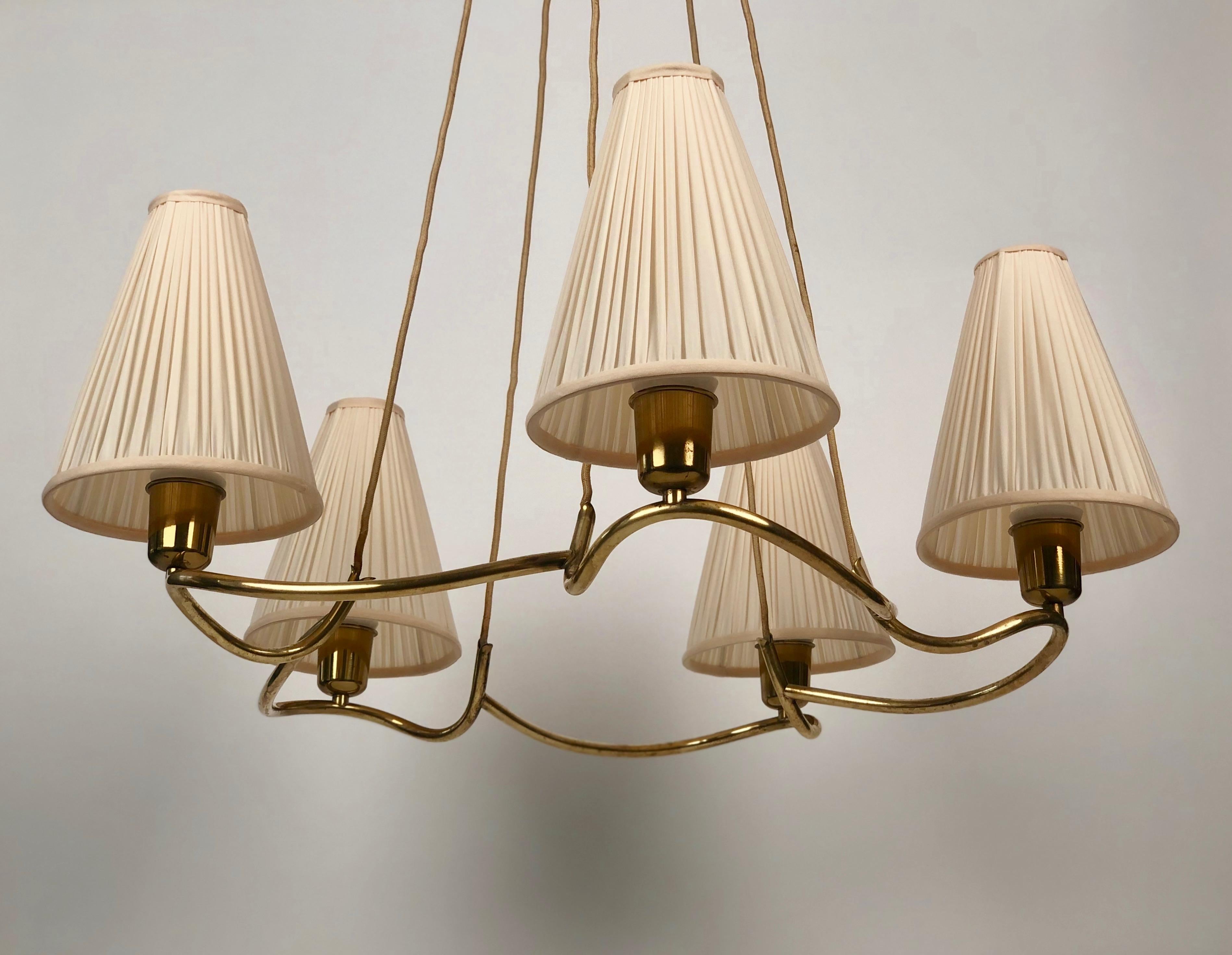 Polished Heron Pendant Lamp from J.T. Kalmar , 1930's