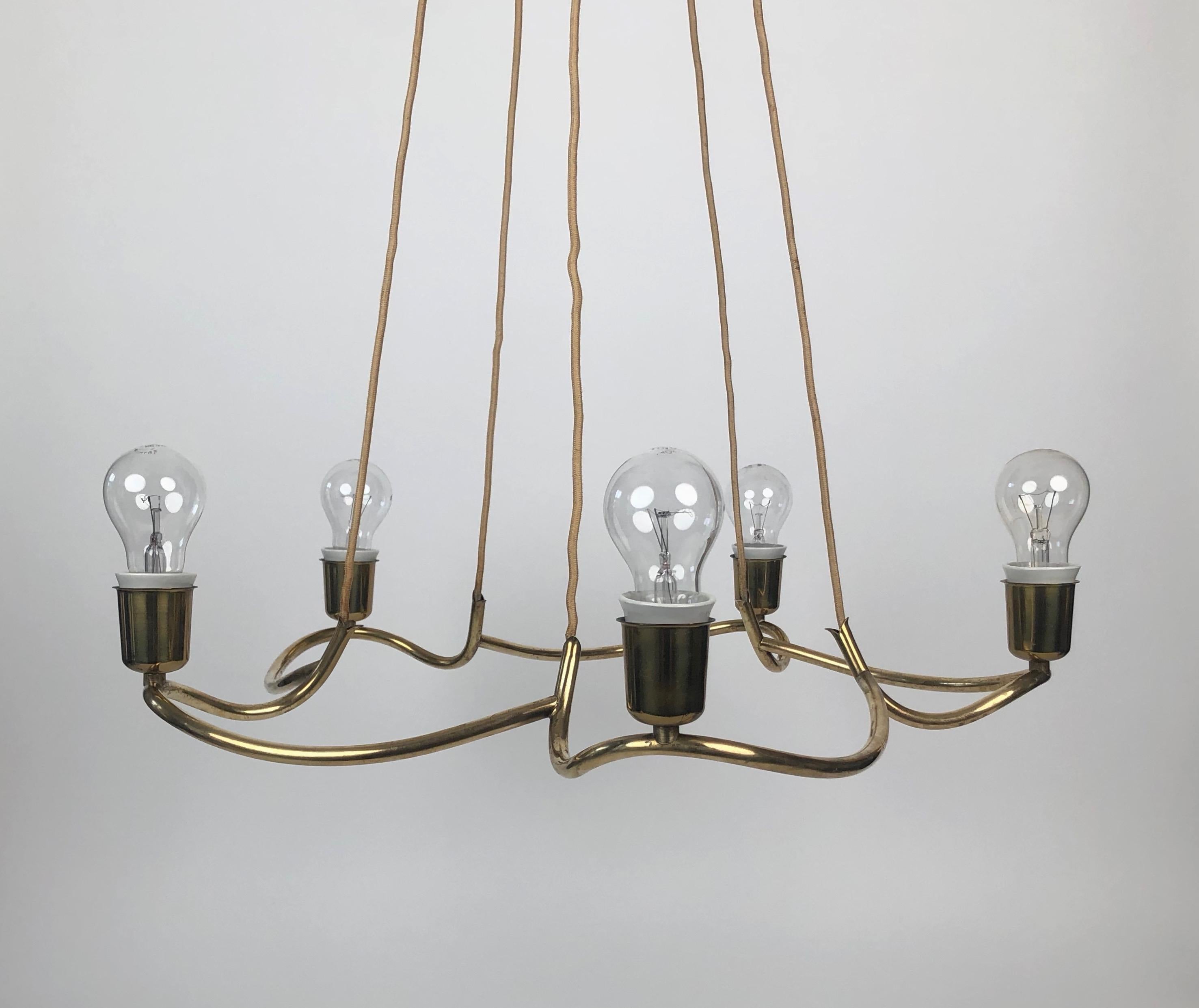 Brass Heron Pendant Lamp from J.T. Kalmar , 1930's