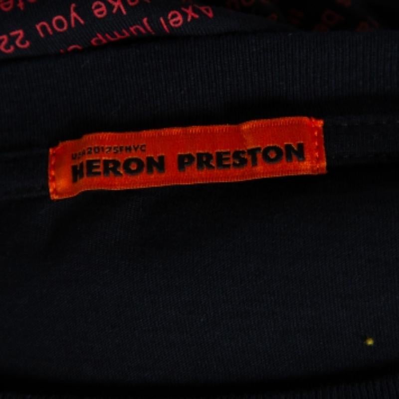 Men's Heron Preston Black Cotton NASA Facts Logo Print Short Sleeve T-Shirt S
