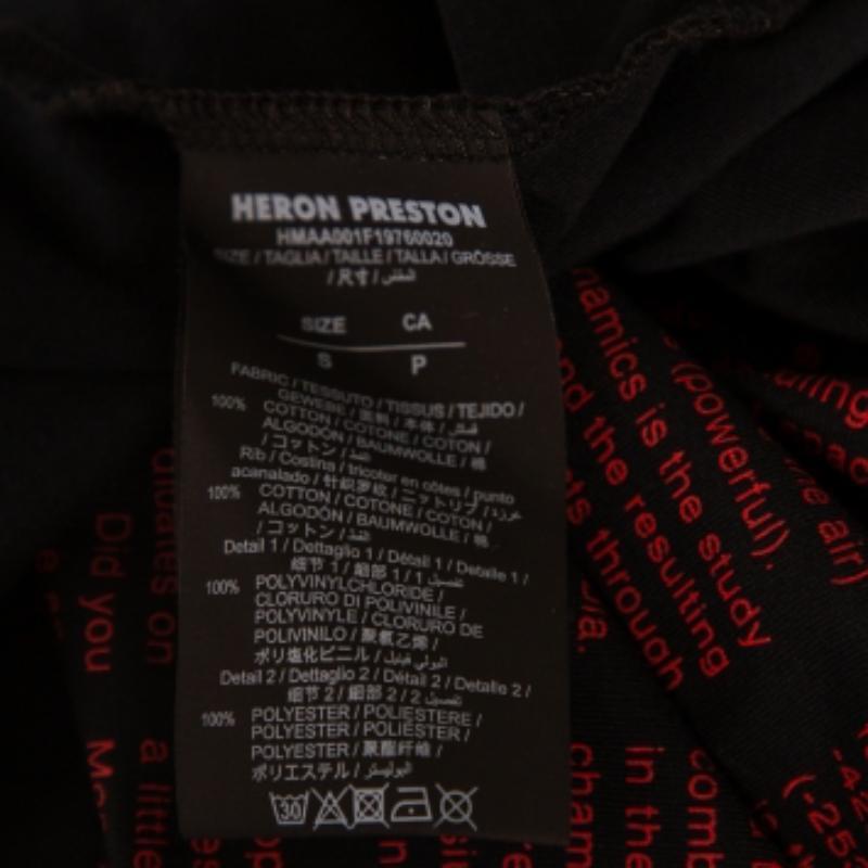 Heron Preston Black Cotton NASA Facts Logo Print Short Sleeve T-Shirt S 1