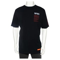 Heron Preston Black Cotton NASA Facts Logo Print Short Sleeve T-Shirt S