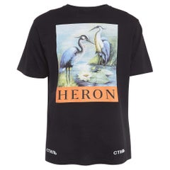 Heron Preston Black Graphic Print Cotton Crew Neck T-Shirt S Heron Preston Black Graphic Print Cotton Crew Neck T-Shirt S