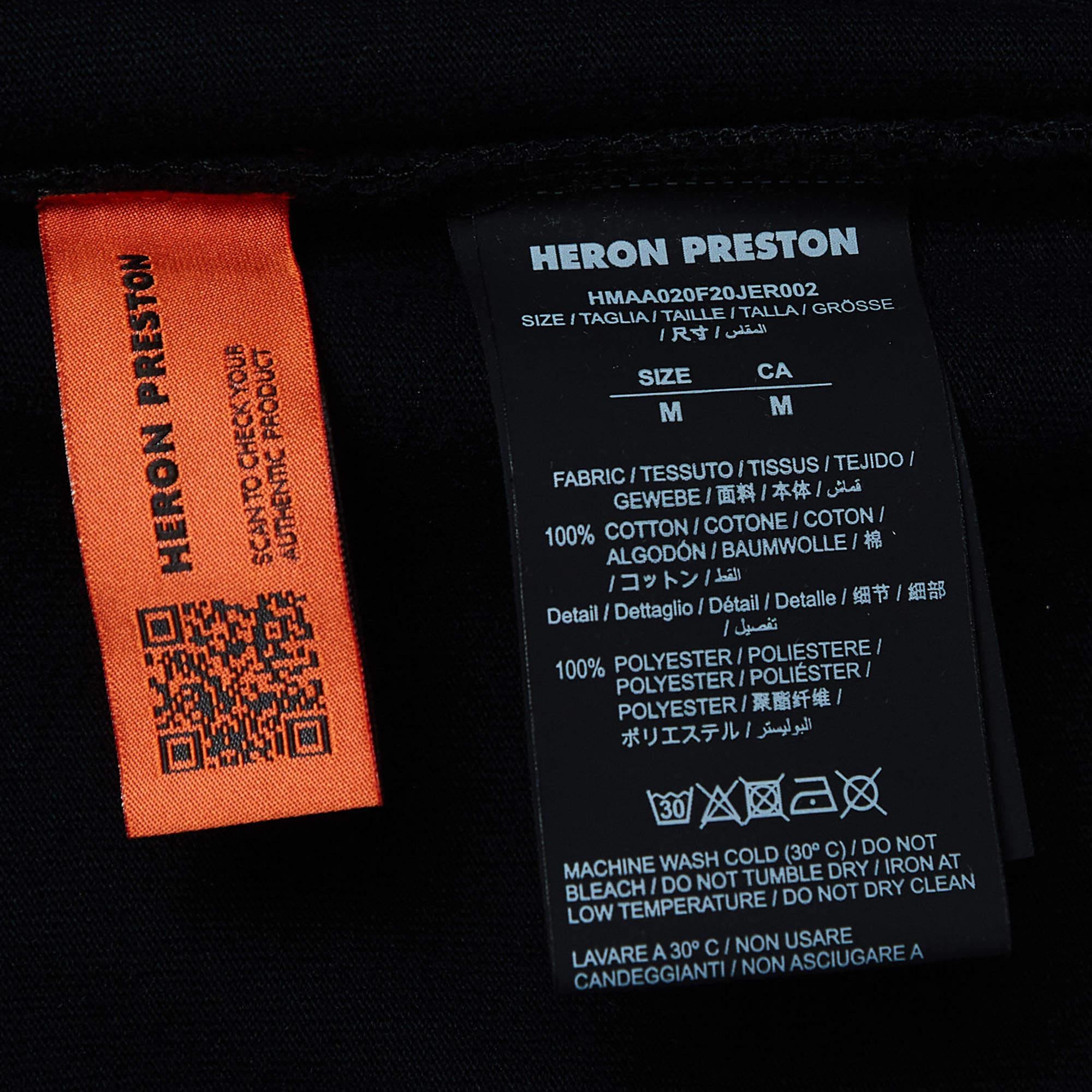 Men's Heron Preston Black Graphic Print Cotton T-Shirt M For Sale