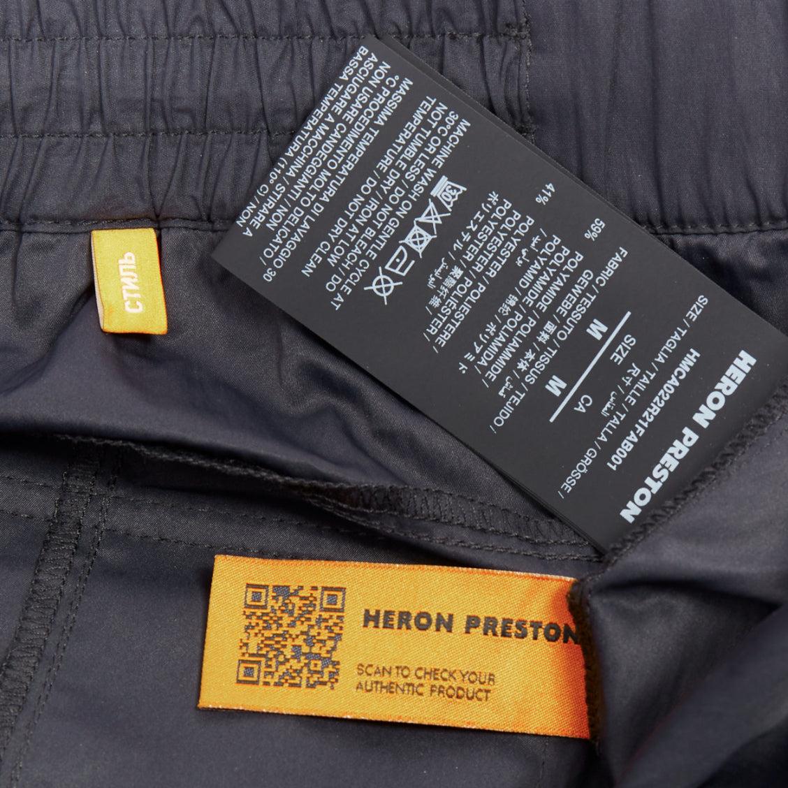 HERON PRESTON black orange nylon patchwork logo drawstring joggers M For Sale 3