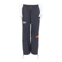 HERON PRESTON black orange nylon patchwork logo drawstring joggers M