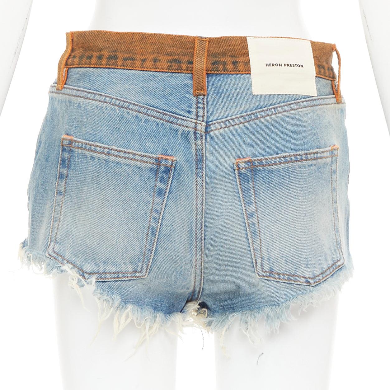 De las mujeres HERON PRESTON vaquero western azul lavado vaquero naranja cintura recortada pantalón corto 25