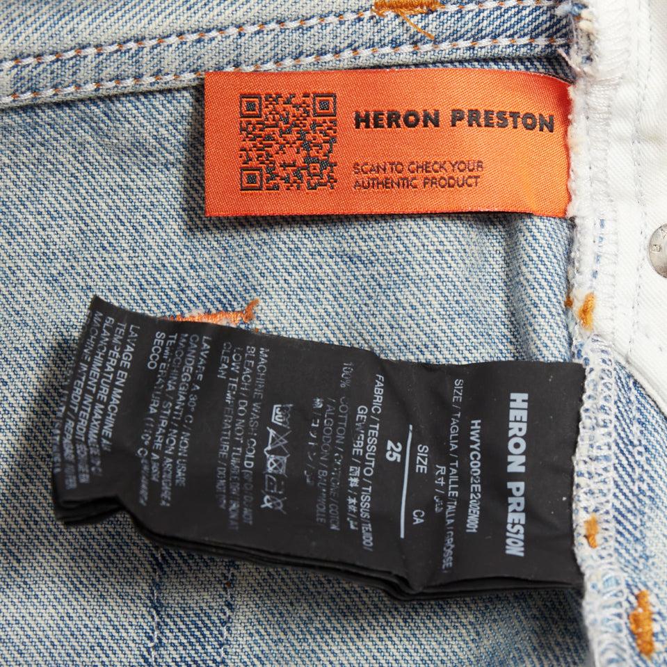 HERON PRESTON vaquero western azul lavado vaquero naranja cintura recortada pantalón corto 25