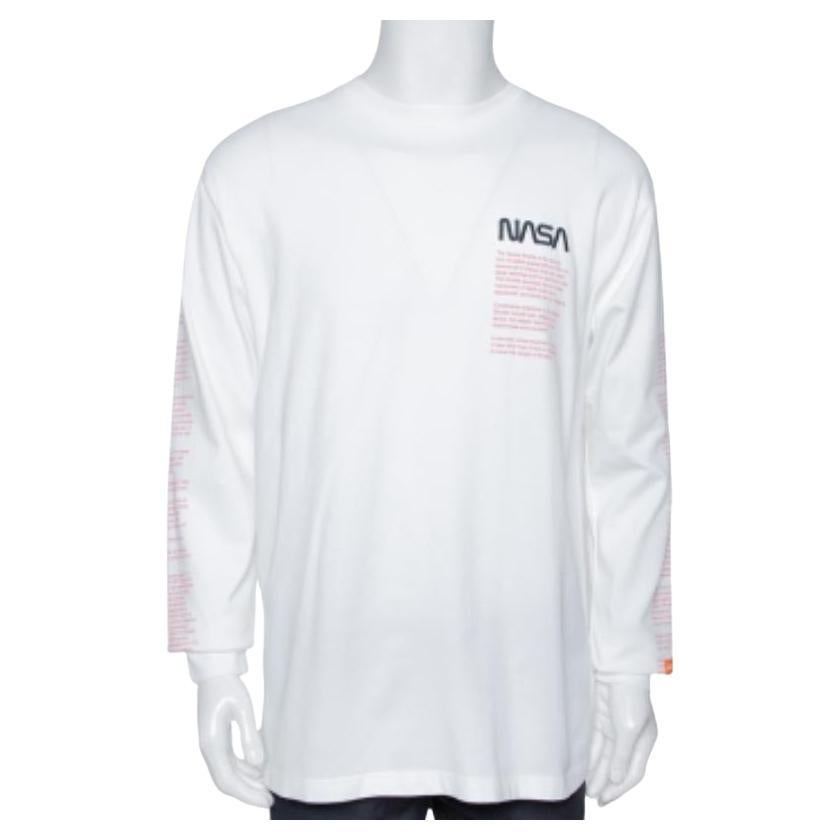 Heron Preston White NASA Facts Print Maglia in cotone S. in vendita