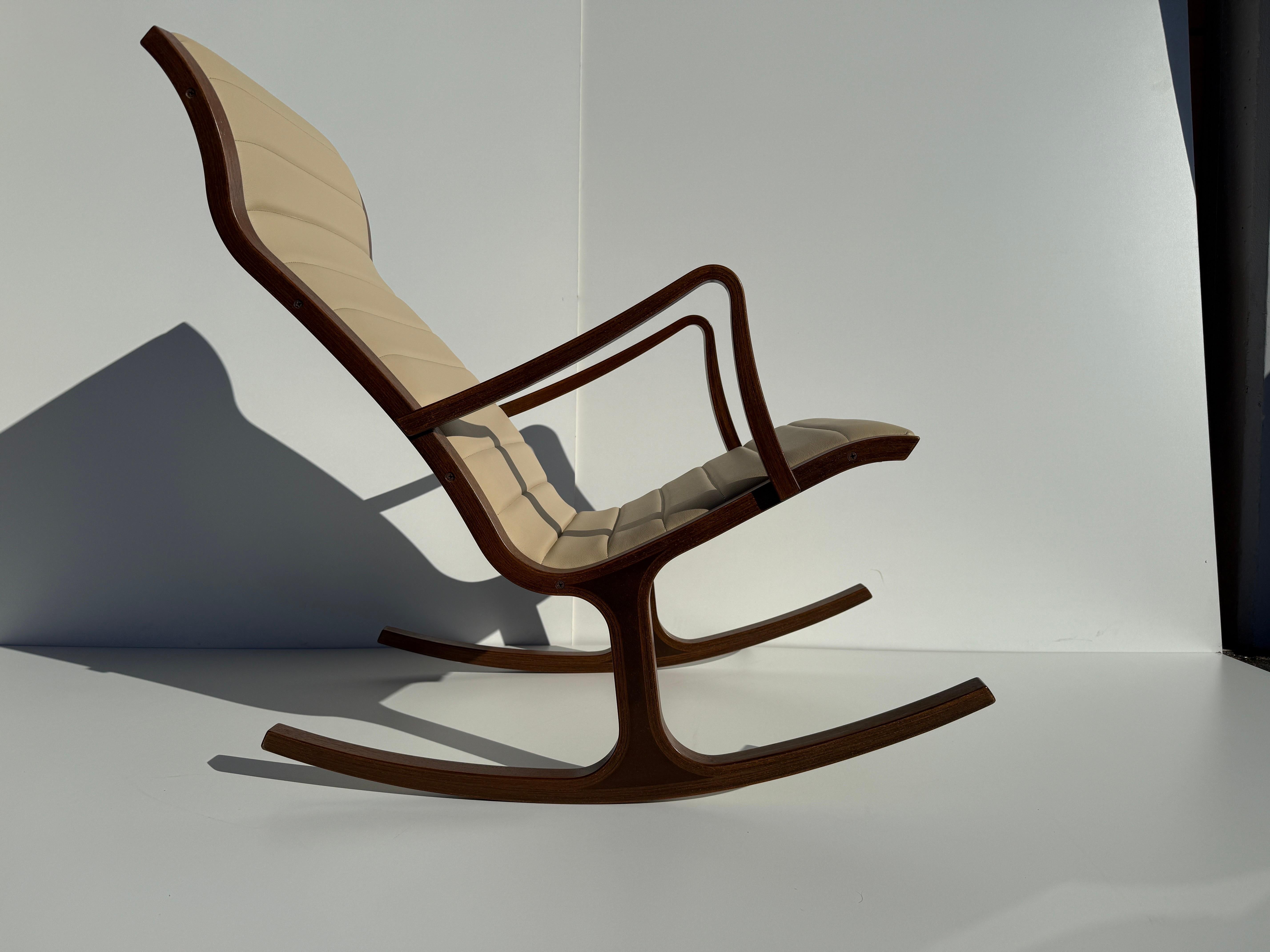 Laminated Heron Rocking Chair by Tendo Mokko For Sale