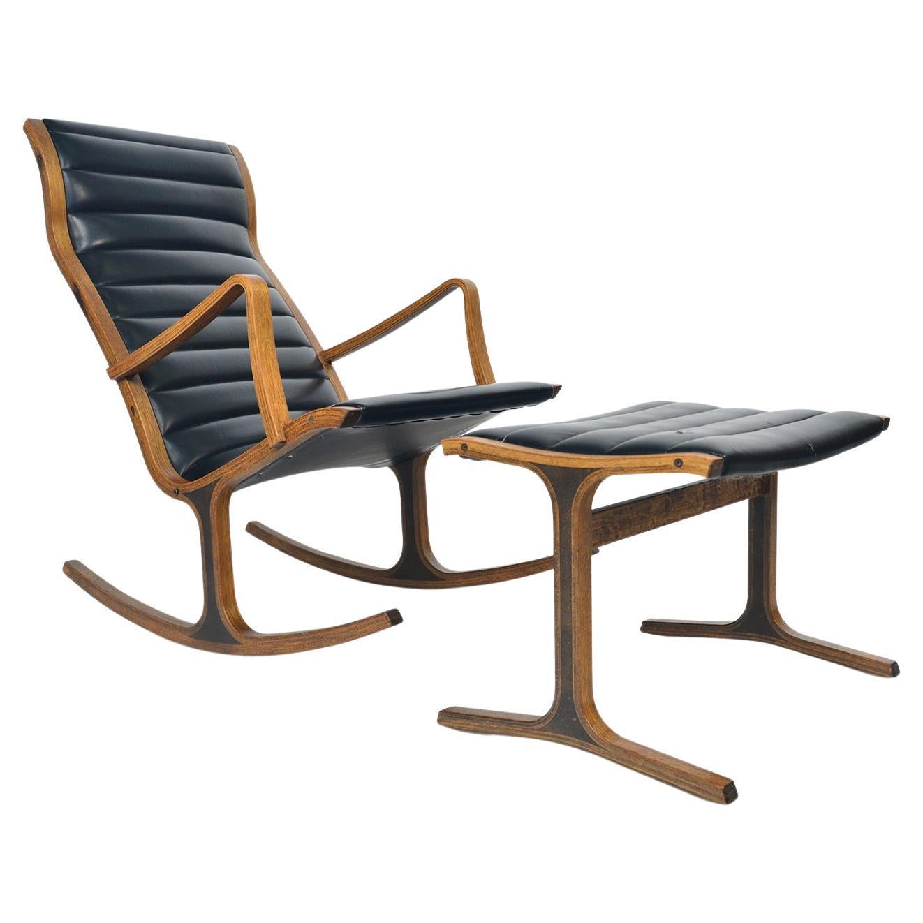 Heron Rocking Chair + Ottoman by Mitsumasa Sugasawa