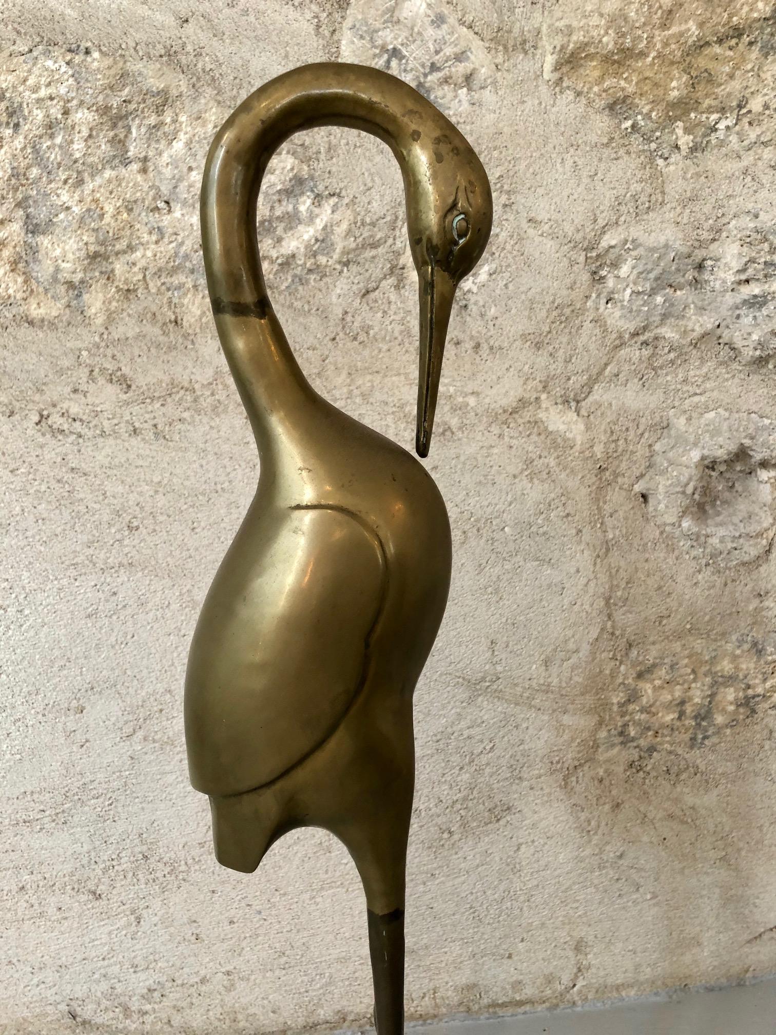 Brass Heron Sculpture For Sale