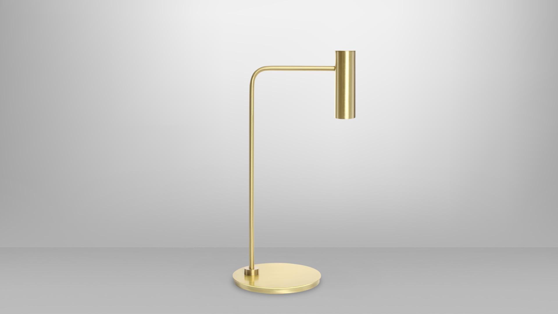 Heron table lamp by CTO Lighting
Materials: satin brass with movable head.
Also available in bronze with movable head.
Dimensions: W 26 x D 37 x H 69 cm 

All our lamps can be wired according to each country. If sold to the USA it will be wired