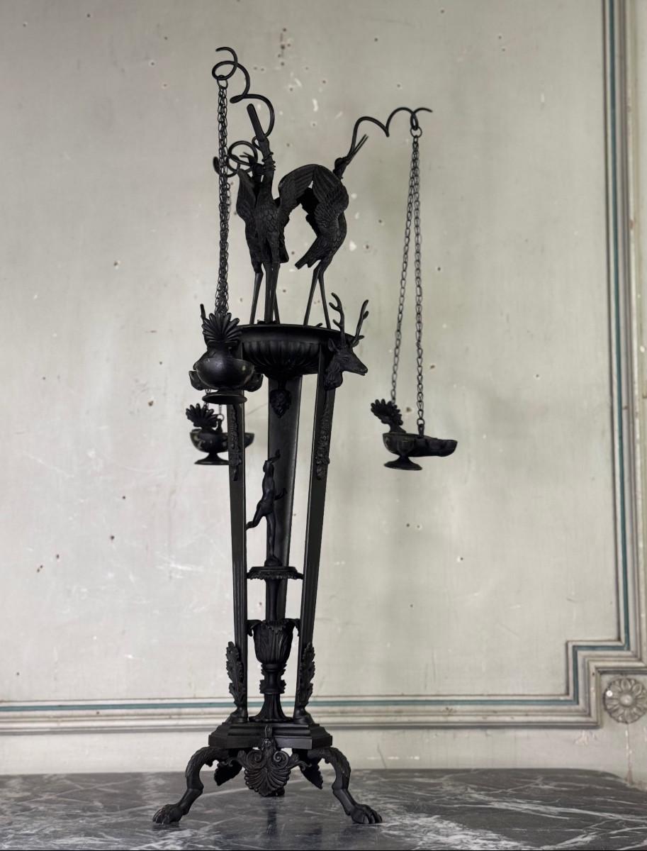 Porta-lampada a treppiede Heron, Oggetto Grand Tour, Bronzo, Italia XIX secolo in vendita 8