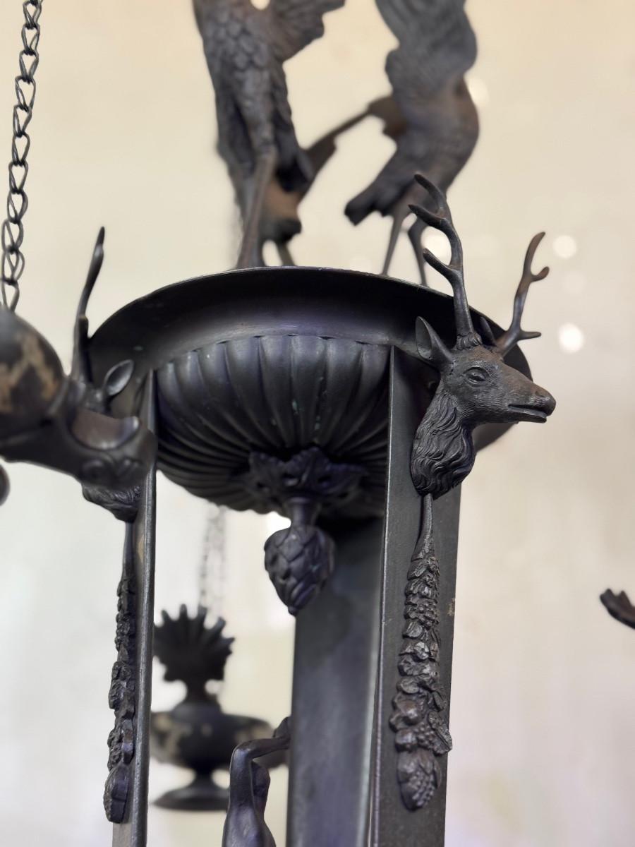 Greco classico Porta-lampada a treppiede Heron, Oggetto Grand Tour, Bronzo, Italia XIX secolo in vendita