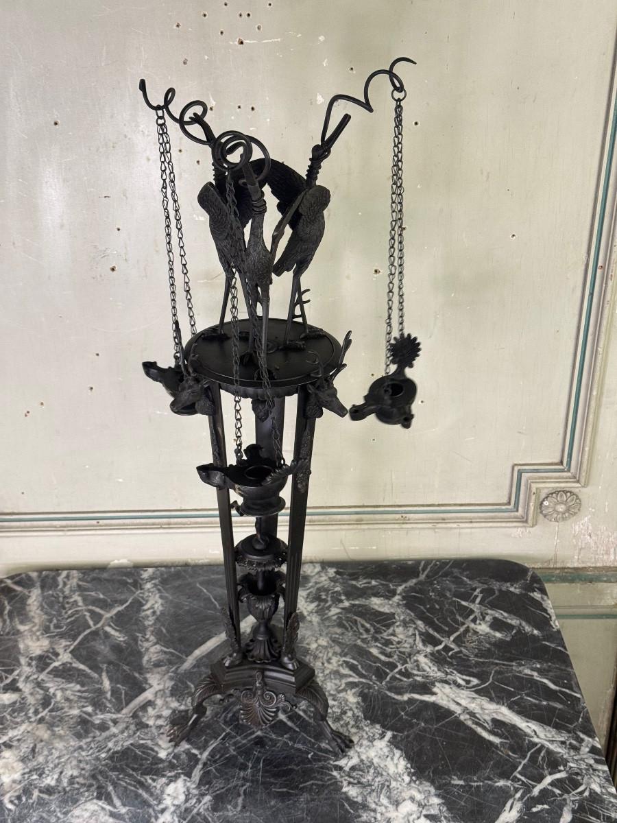 Porta-lampada a treppiede Heron, Oggetto Grand Tour, Bronzo, Italia XIX secolo in vendita 3