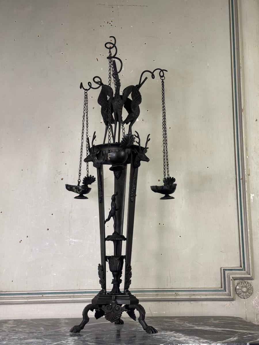 Porta-lampada a treppiede Heron, Oggetto Grand Tour, Bronzo, Italia XIX secolo in vendita 4