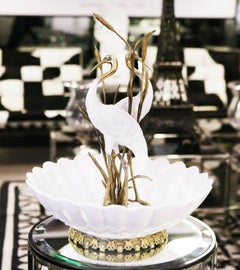 Herons Cup in Brass and White Porcelain