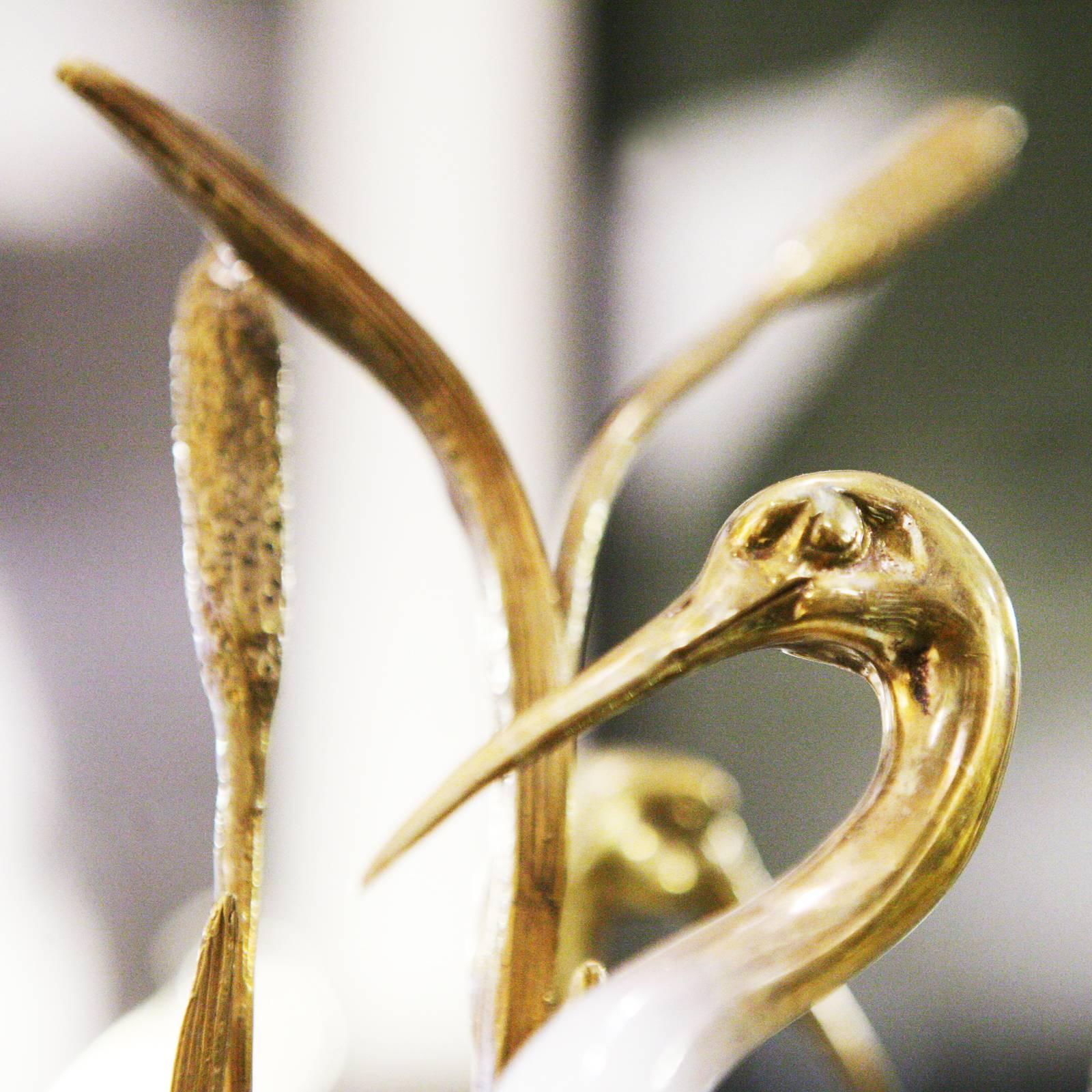 Herons Cup in Brass and White Porcelain In Excellent Condition For Sale In Paris, FR