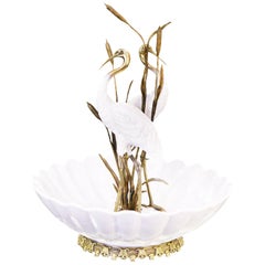 Herons Cup in Brass and White Porcelain