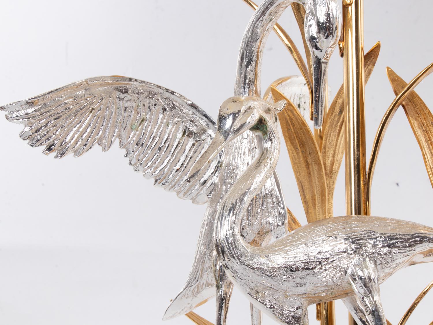 Bronze Herons Table Lamp by Lanciotto Galeotti for L' Originale Firenze, Italy, 1970s For Sale