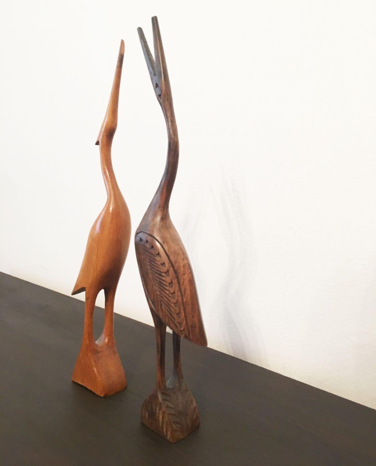 Two wooden statues of a bird with slim legs, Czechoslovakia, 1970s. Unknown artist.
Dimensions:
Height 39 cm
Width 10 cm
Depth 5 cm
Material: wood.